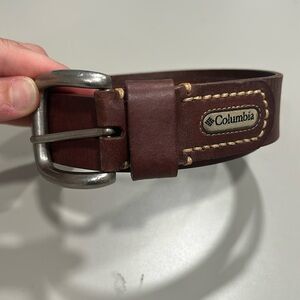 Columbia Mens 42/105Belt Brown Leather Pin Buckle - EUC